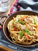 豚肉とキャベツのおかかバター醤油うどん【#残り野菜】