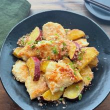 【さつまいもと鶏肉のだしマヨ炒め】コクうま！