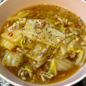 968467の作ってみた!投稿(重ねて10分♪『白菜とひき肉のコクうま♡とろみあん』)