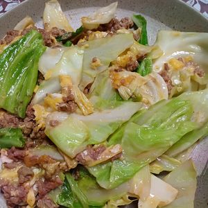 パーフェクトセルの作ってみた!投稿(【ちぎりキャベツとそぼろのとろたま】ぱぱっとできる♡)