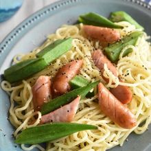 【オクラとウインナーの塩焼きそば】おつまみにもピッタリ！