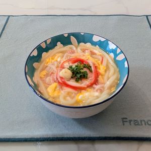 𝔂𝓾𝓶𝓲🍓の作ってみた!投稿(【かにかま玉子のあんかけうどん】汁まで飲み干す旨だしうどん♪)