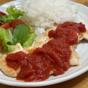 1098608の作ってみた!投稿(鶏ささ身肉のトマトソースかけ)