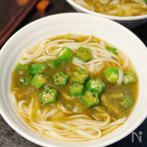 【オクラとろろ昆布うどん】即うま♪やさしい一杯♡