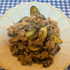Jun.Junの作ってみた!投稿(【豚こまなすのごま照り炒め】食材２つでパパッと激うまおかず！)