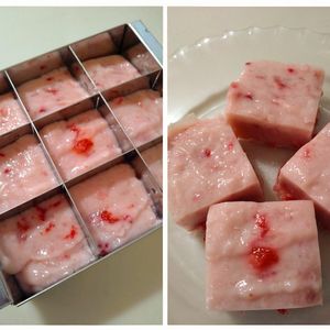 ゆみの作ってみた!投稿(いちごみるく羊羹)