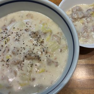 くだもの大好き🧡の作ってみた!投稿(【豚こまと白菜の和風クリーム煮】とろ〜り温まる！)