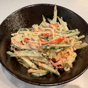 フミの作ってみた!投稿(カニカマきゅうりのごまマヨサラダ【#作り置き#大量消費】)