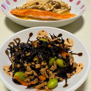 ぷりんの作ってみた!投稿(ワンパンで簡単！減塩◎【ひじきと野菜のそぼろ煮】お弁当にも)