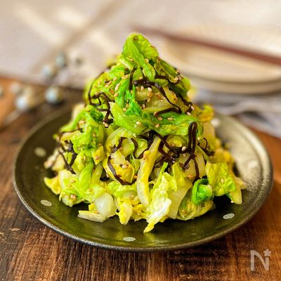 【やさしい味でお箸がすすむ♡】蒸し白菜の塩こんぶ和え