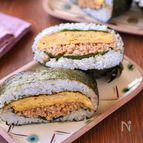【鶏そぼろとだし巻き卵のおにぎらず】パクパク食べちゃう！