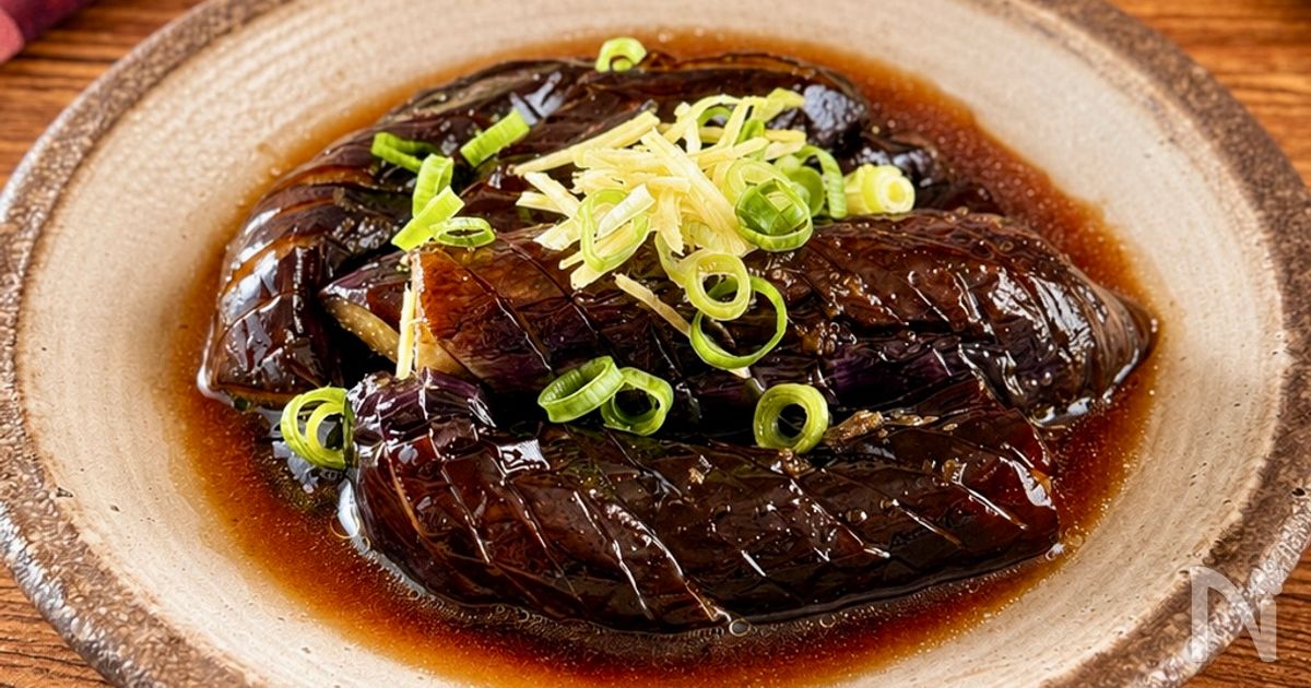 焼いてつけるだけ♪【なすのしょうがだし浸し】