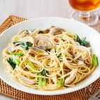 【アサリと小松菜のオイルパスタ】フライパンひとつで作れる！