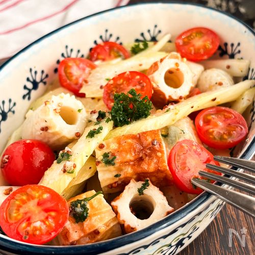 セロリとちくわとミニトマトの粒マスタードマリネ