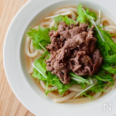 【めんつゆで簡単♪牛肉うどん】冷凍うどん×スピード飯