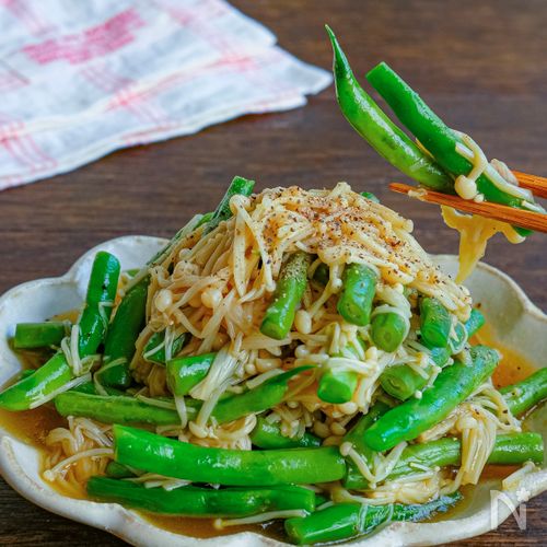 レンジで簡単！さやいんげんとえのきのマリネ