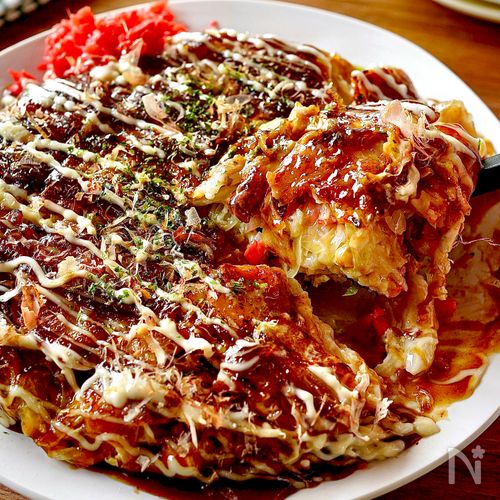 【ふんわり豚玉お好み焼き】キャベツたっぷり♡