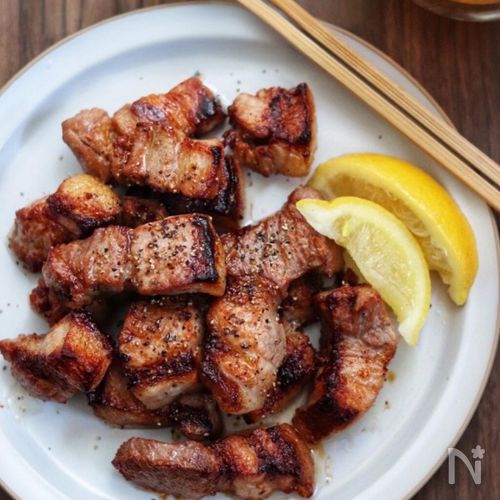 秒でなくなる美味しさ！【にんにく醤油の豚肉グリル焼き】