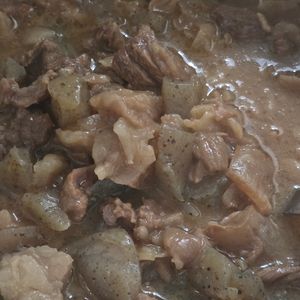 1104873の作ってみた!投稿(驚く旨さ！お肉柔らか♡牛すじこんの味噌煮込み)