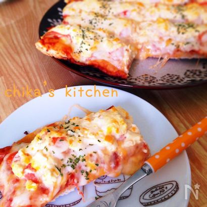 子供も大人も大好き♡豆腐タルタルのヘルシーシーフードピザ♡