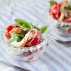 スナップエンドウとミニトマトと竹輪のマヨ醤油和え