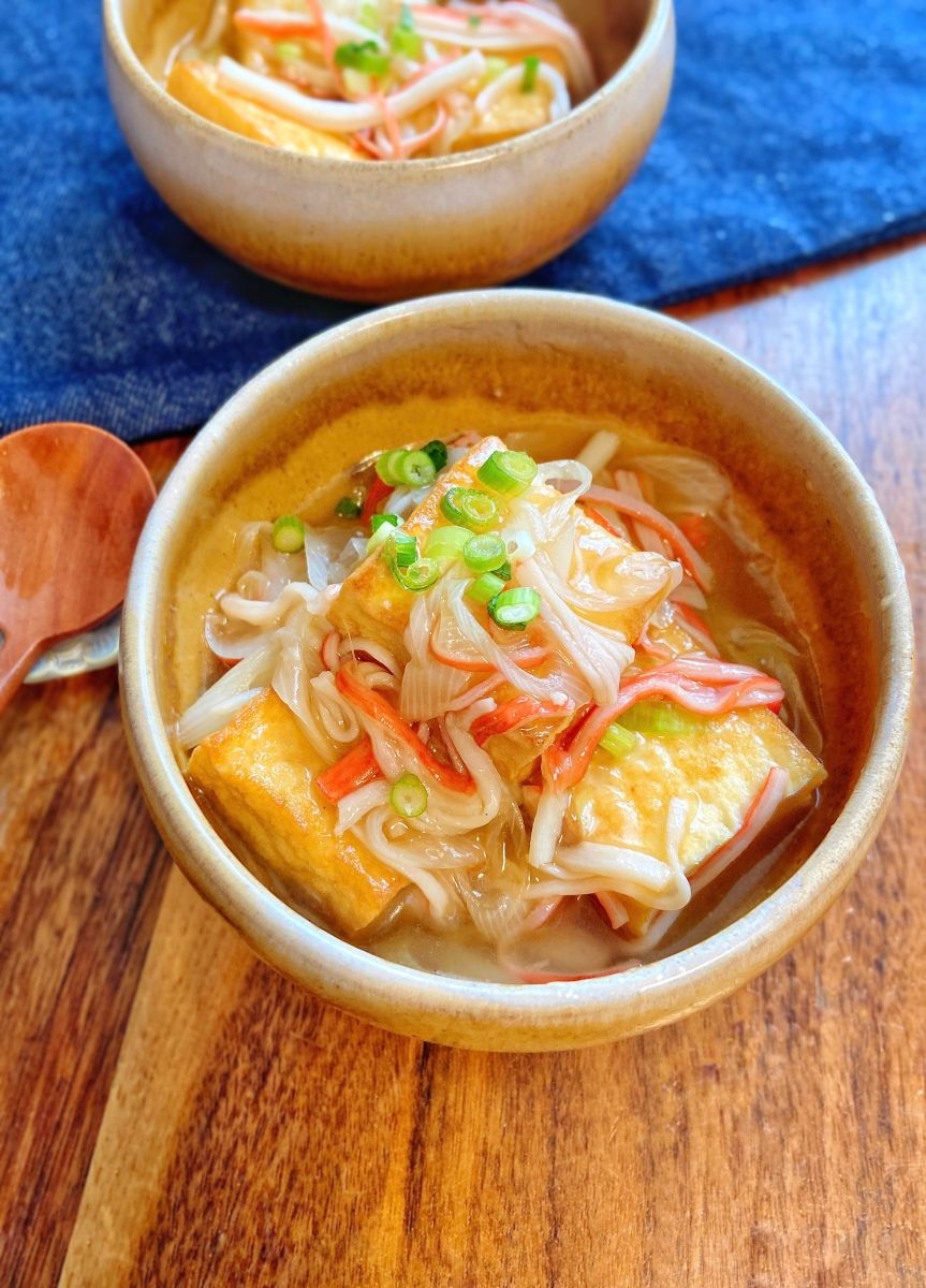 和風出汁香る厚揚げ豆腐とつくねのやさしいカニかまあんかけ