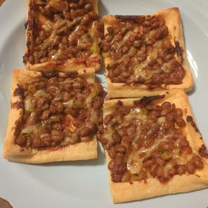 たりおの作ってみた!投稿(トースターで簡単！お手軽おつまみ「油揚げの納豆ねぎ味噌焼き」)
