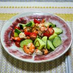 海老ときゅうりの塩昆布サラダ素麺和え