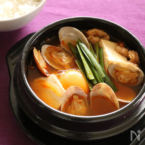 あさりだしが効いてる☆スンドゥブチゲ