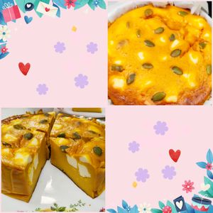 もんぶらん°・*:.。.☆の作ってみた!投稿(ノンオイル♪豆乳かぼちゃケーキ♪クリームチーズ入り♪)