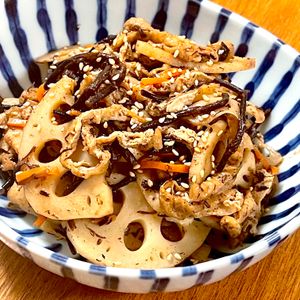 michuの作ってみた!投稿(激旨！栄養たっぷり♡レンコンとひじきとお揚げの炒め煮)
