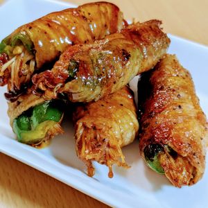 まゆのの作ってみた!投稿(【旨みじゅわっ！ピーマンとえのきの肉巻き】お弁当にも◎)