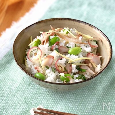薬味たっぷり アジの干物の混ぜごはん
