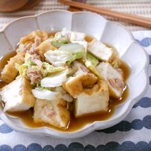レンジで簡単!無水♡『白菜と厚揚げとツナの旨煮』しっかり味♪