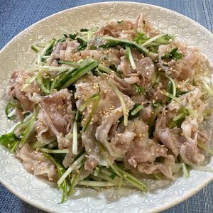 楽ラク手抜キッチン🐶🐾の作ってみた!投稿(豚しゃぶと水菜のうま塩和え)