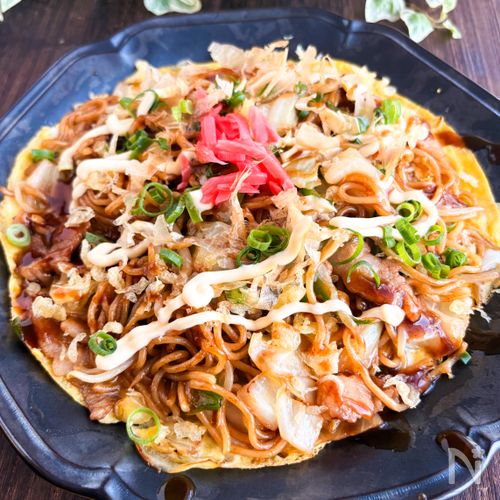 テンション爆上がり‼マヨビームでお好み焼き風焼きそば