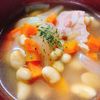 甘味好きのたぬきの作ってみた!投稿(子供も食べやすい《大豆とみじん切り野菜のコンソメスープ》)