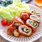 ［舞茸と青梗菜の肉巻き］オイスタージンジャーソース