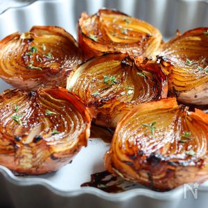 常温でも美味しい【玉ねぎのバルサミコロースト】皮ごと焼く♪