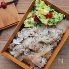 【15分弁当】豆苗のキッシュ風卵焼きと豚の甘酢しょうが和え
