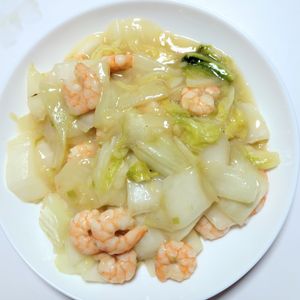 ふうかの作ってみた!投稿(15分で完成！白菜と海老の甘酢あんかけ炒め🌸)