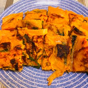 puricoの作ってみた!投稿(【ニラキムチチヂミ】簡単！すぐでき居酒屋風おつまみ♡)