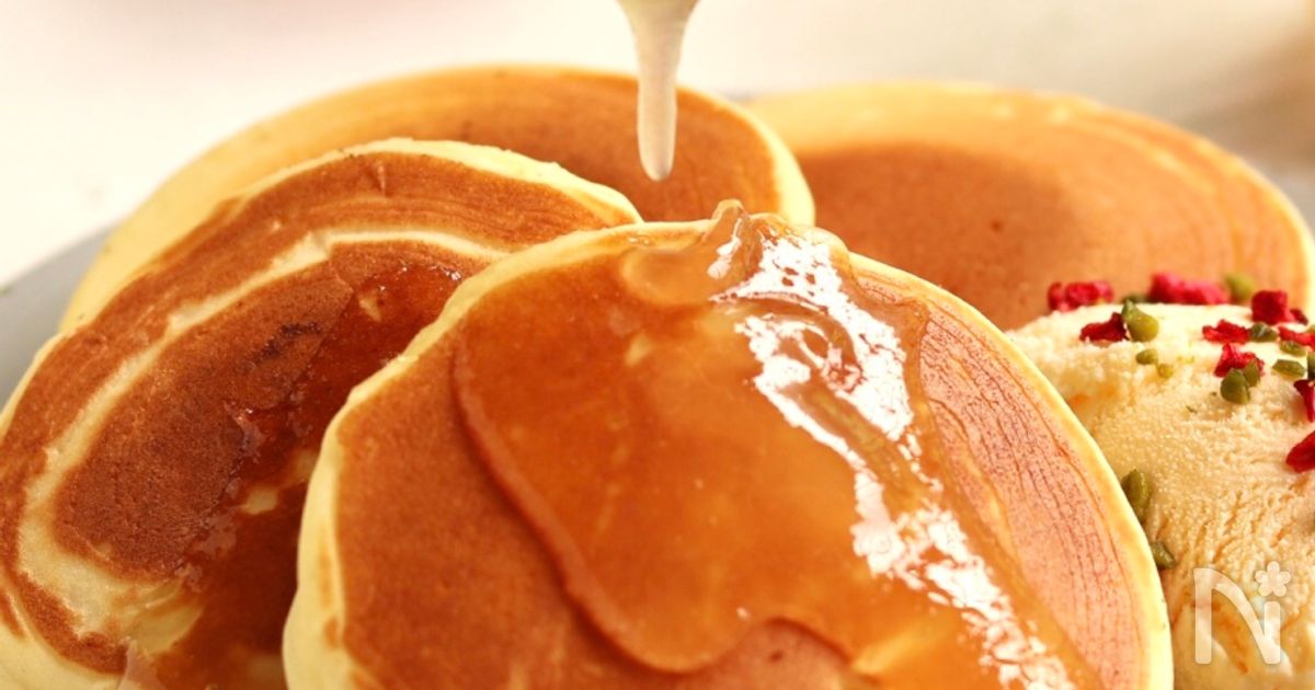 米粉のふわもち♡蜂蜜パンケーキ | レシピサイトNadia