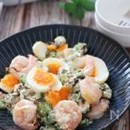 塩昆布が決め手！簡単激旨♡むき海老とオクラ入りたまごサラダ