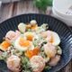 塩昆布が決め手！簡単激旨♡むき海老とオクラ入りたまごサラダ