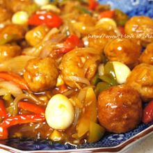 木綿豆腐肉団子のコチュトマソース炒め