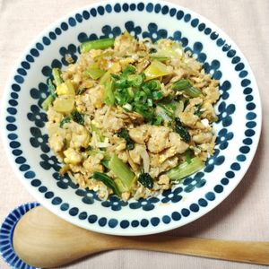 M＊Pの作ってみた!投稿(パラパラ！じゃこと小松菜のオートミール炒飯)