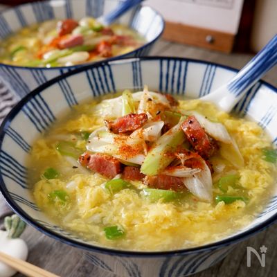 あい鴨パストラミで簡単うまうま!《鴨ネギかき玉とろみうどん》