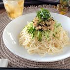混ぜるだけ！大葉香るツナ塩昆布素麺。