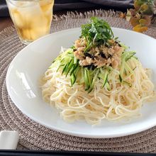 混ぜるだけ！大葉香るツナ塩昆布素麺。
